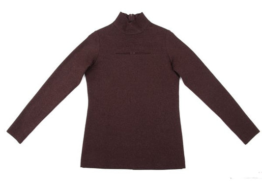 ROMEO GIGLI Lame Front Cutout Blouse Bordeaux Size 9T