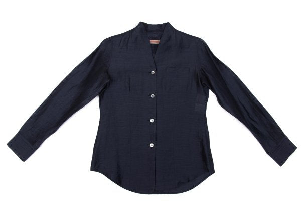 ROMEO GIGLI Linen Nylon Sheer Blouse Blue Shirt Size 9T