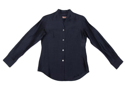 ROMEO GIGLI Linen Nylon Sheer Blouse Blue Shirt Size 9T