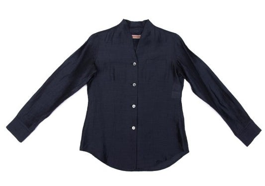 ROMEO GIGLI Linen Nylon Sheer Blouse Blue Shirt Size 9T
