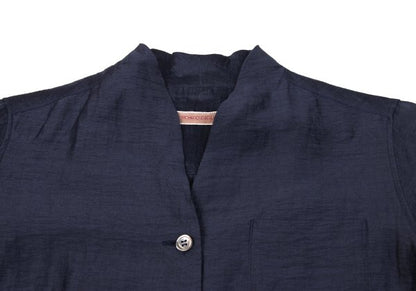 ROMEO GIGLI Linen Nylon Sheer Blouse Blue Shirt Size 9T