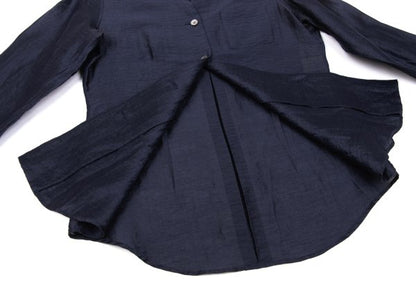 ROMEO GIGLI Linen Nylon Sheer Blouse Blue Shirt Size 9T