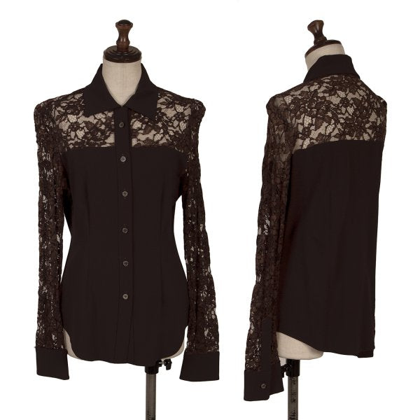 ROMEO GIGLI Flower Lace Panel Blouse Brown Shirt Size 9T