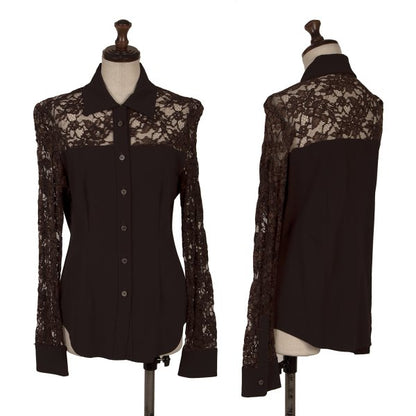 ROMEO GIGLI Flower Lace Panel Blouse Brown Shirt Size 9T