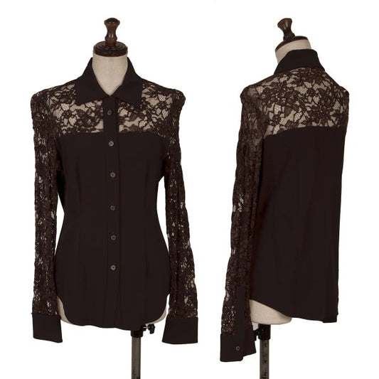 ROMEO GIGLI Flower Lace Panel Blouse Brown Shirt Size 9T