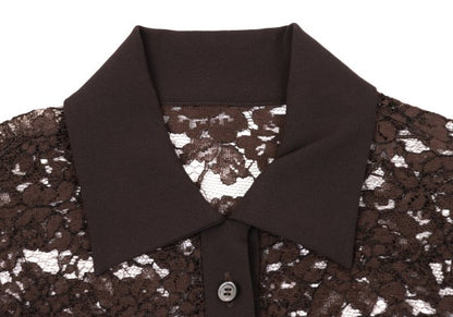 ROMEO GIGLI Flower Lace Panel Blouse Brown Shirt Size 9T