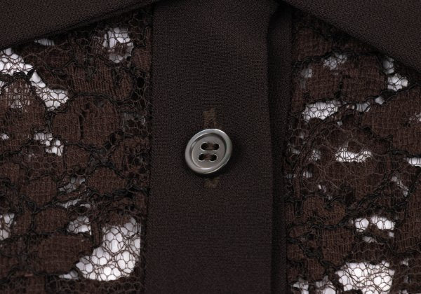 ROMEO GIGLI Flower Lace Panel Blouse Brown Shirt Size 9T