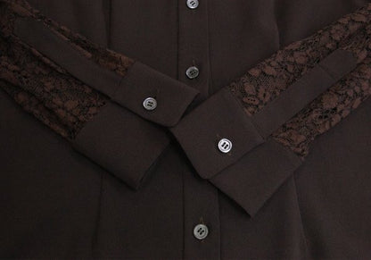 ROMEO GIGLI Flower Lace Panel Blouse Brown Shirt Size 9T