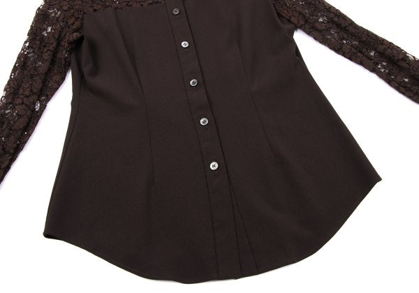 ROMEO GIGLI Flower Lace Panel Blouse Brown Shirt Size 9T