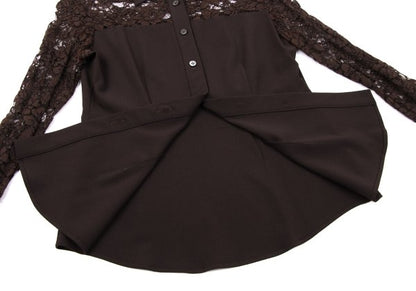 ROMEO GIGLI Flower Lace Panel Blouse Brown Shirt Size 9T