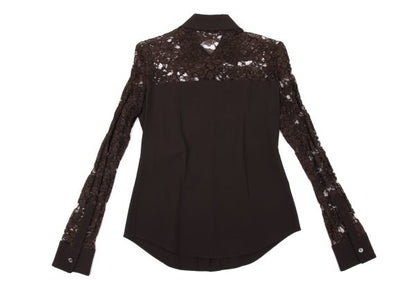 ROMEO GIGLI Flower Lace Panel Blouse Brown Shirt Size 9T