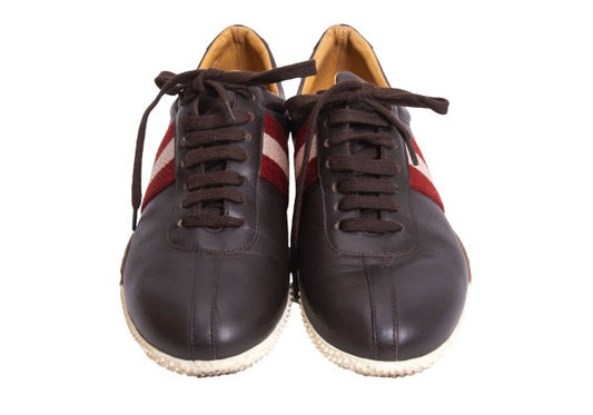 BALLY Leather Line Design Sneakers Brown Size 37.5 (23.5cm)