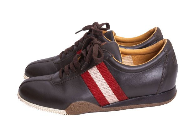 BALLY Leather Line Design Sneakers Brown Size 37.5 (23.5cm)