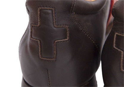 BALLY Leather Line Design Sneakers Brown Size 37.5 (23.5cm)