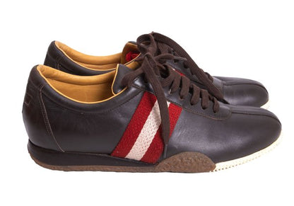 BALLY Leather Line Design Sneakers Brown Size 37.5 (23.5cm)
