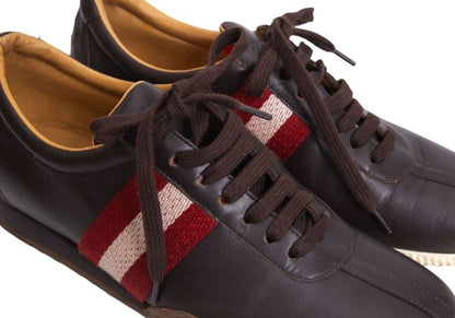 BALLY Leather Line Design Sneakers Brown Size 37.5 (23.5cm)