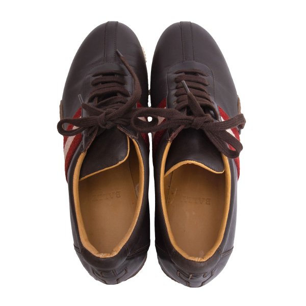BALLY Leather Line Design Sneakers Brown Size 37.5 (23.5cm)