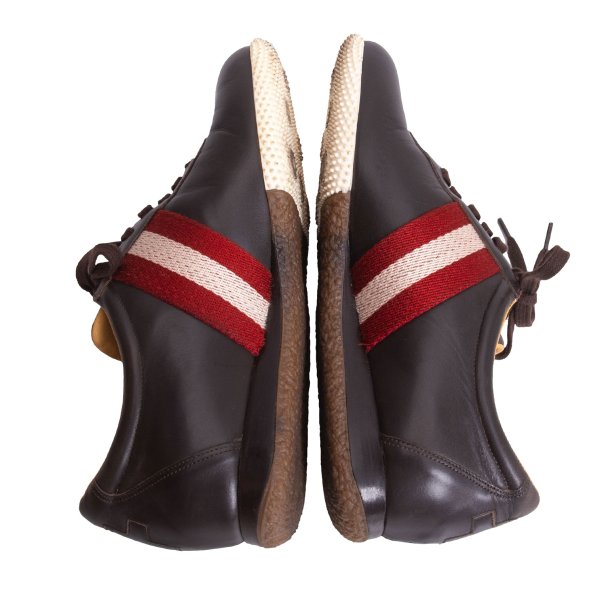 BALLY Leather Line Design Sneakers Brown Size 37.5 (23.5cm)