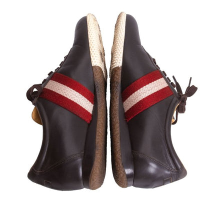 BALLY Leather Line Design Sneakers Brown Size 37.5 (23.5cm)