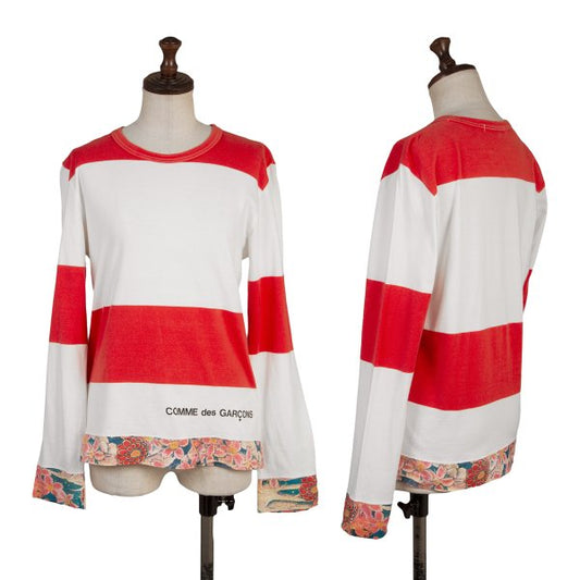COMME des GARCON Floral Print Hem L/S Tee White Size S
