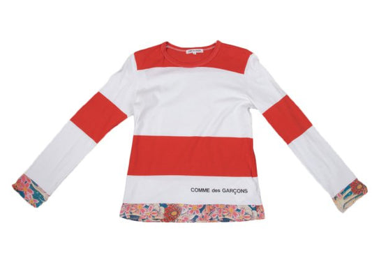 COMME des GARCON Floral Print Hem L/S Tee White Size S