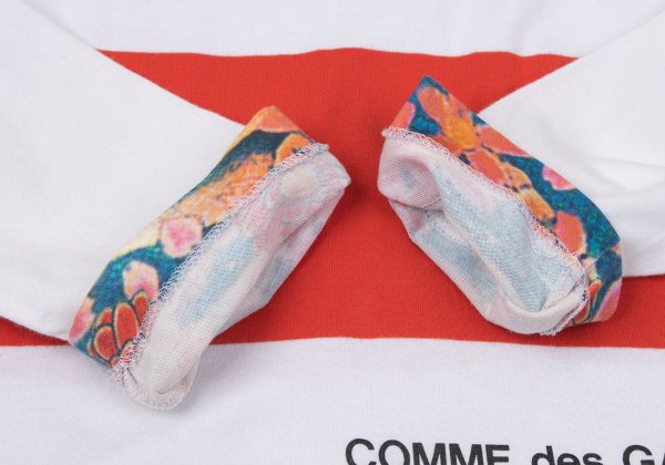 COMME des GARCON Floral Print Hem L/S Tee White Size S
