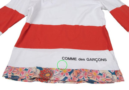 COMME des GARCON Floral Print Hem L/S Tee White Size S