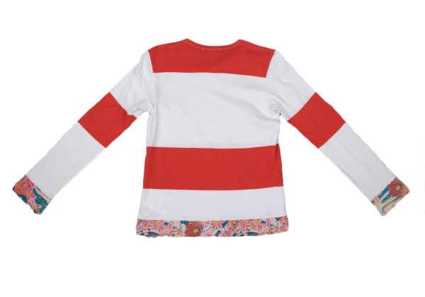 COMME des GARCON Floral Print Hem L/S Tee White Size S