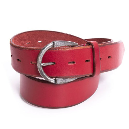 Y's Red Round Buckle Leather Belt