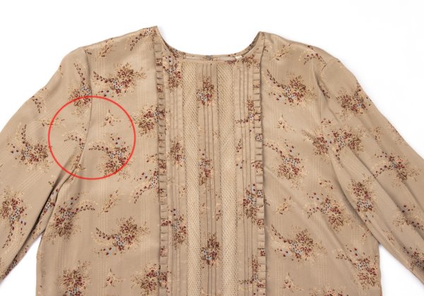 PINK HOUSE Silk Flower Print Mesh Panel Blouse Beige Size M