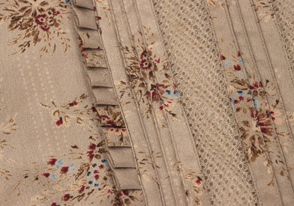 PINK HOUSE Silk Flower Print Mesh Panel Blouse Beige Size M