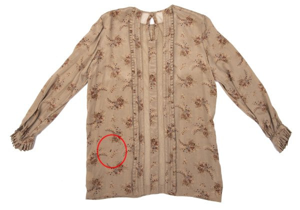 PINK HOUSE Silk Flower Print Mesh Panel Blouse Beige Size M