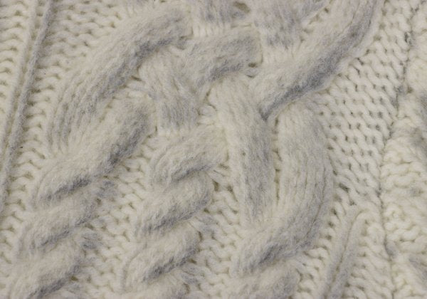 Off-White Wool Logo Print Cable Knit Sweater Off-Gray Size M