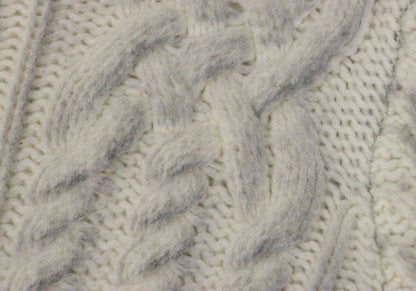 Off-White Wool Logo Print Cable Knit Sweater Off-Gray Size M