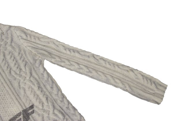 Off-White Wool Logo Print Cable Knit Sweater Off-Gray Size M