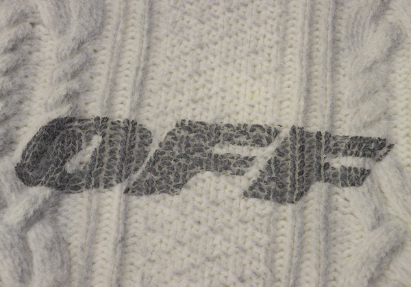 Off-White Wool Logo Print Cable Knit Sweater Off-Gray Size M