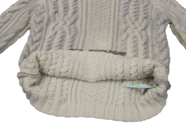 Off-White Wool Logo Print Cable Knit Sweater Off-Gray Size M
