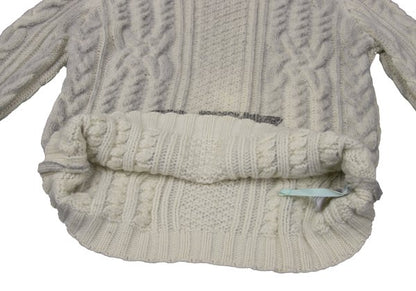 Off-White Wool Logo Print Cable Knit Sweater Off-Gray Size M