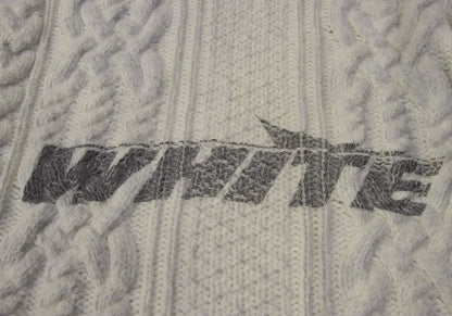 Off-White Wool Logo Print Cable Knit Sweater Off-Gray Size M