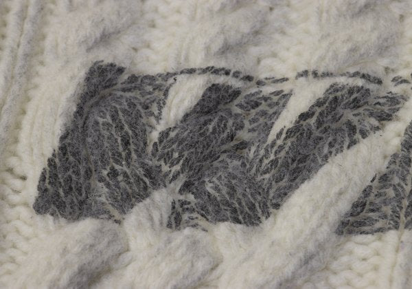 Off-White Wool Logo Print Cable Knit Sweater Off-Gray Size M