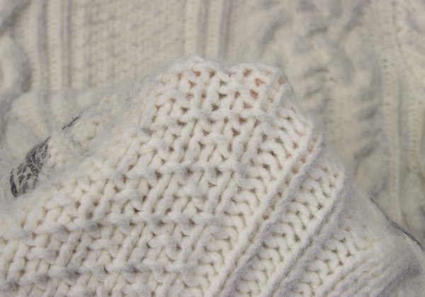 Off-White Wool Logo Print Cable Knit Sweater Off-Gray Size M