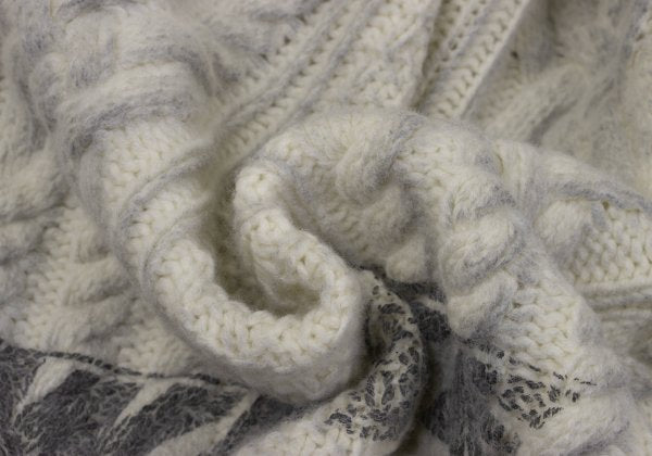Off-White Wool Logo Print Cable Knit Sweater Off-Gray Size M