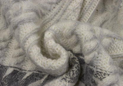 Off-White Wool Logo Print Cable Knit Sweater Off-Gray Size M
