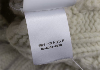 Off-White Wool Logo Print Cable Knit Sweater Off-Gray Size M