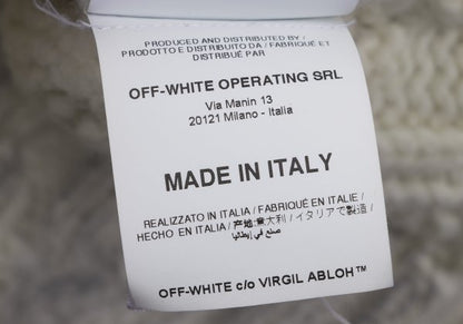 Off-White Wool Logo Print Cable Knit Sweater Off-Gray Size M