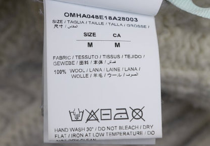Off-White Wool Logo Print Cable Knit Sweater Off-Gray Size M