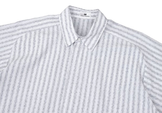 ISSEY MIYAKE im Cotton Linen Stripe Fly-Front Shirt Size M
