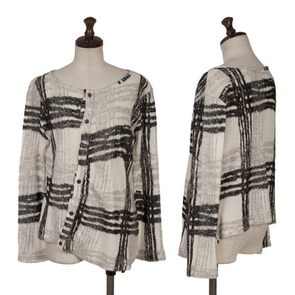 Y's Cotton Wool Check Cardigan Black White Size 2
