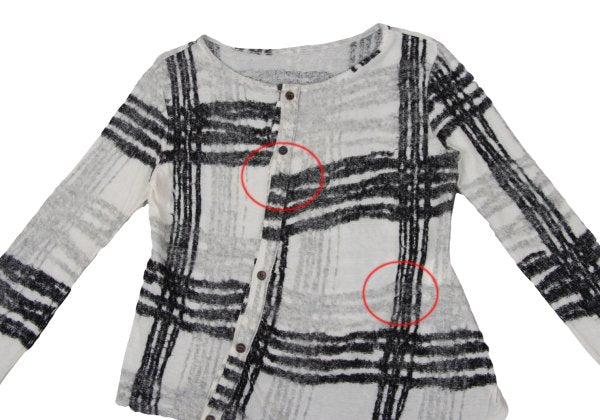 Y's Cotton Wool Check Cardigan Black White Size 2