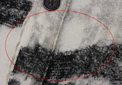 Y's Cotton Wool Check Cardigan Black White Size 2